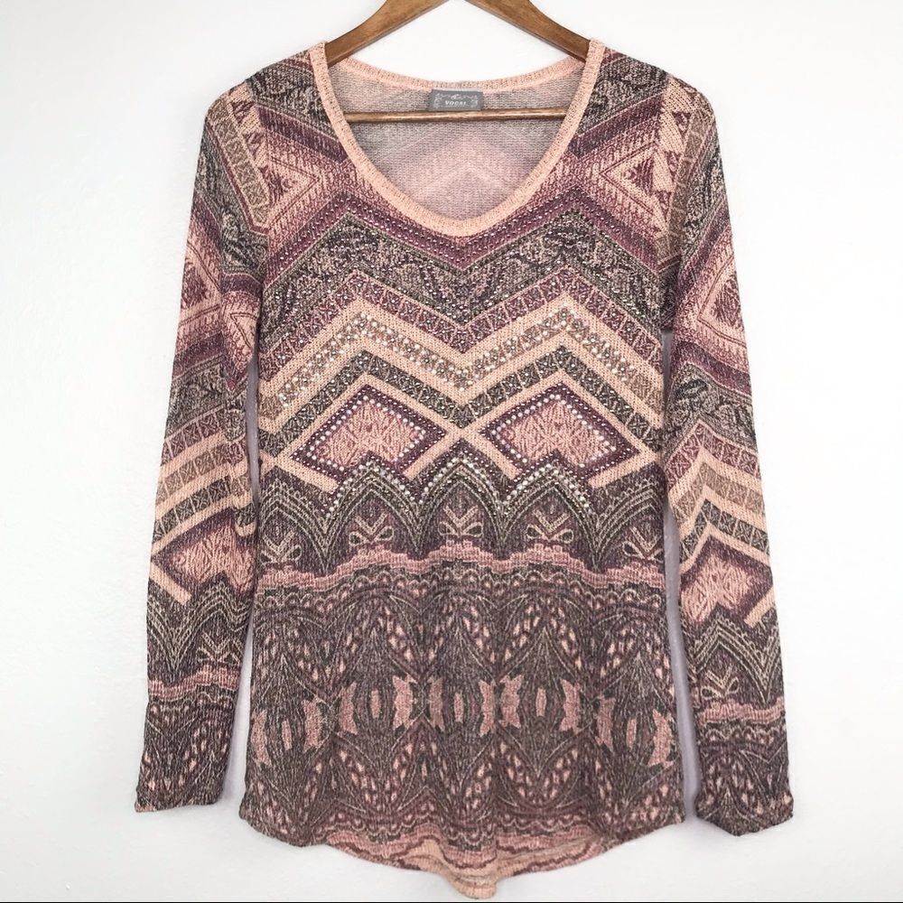 Be Vocal Long Sleeve Glitter Top Size L